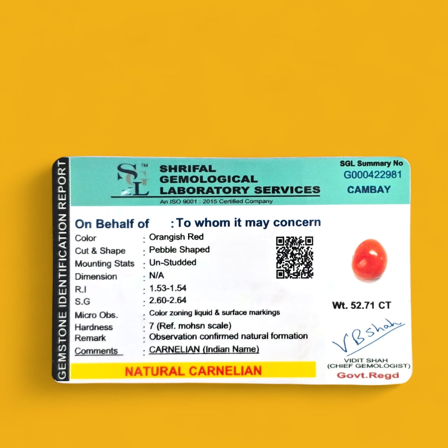 कार्नेलियन टंबल स्टोन