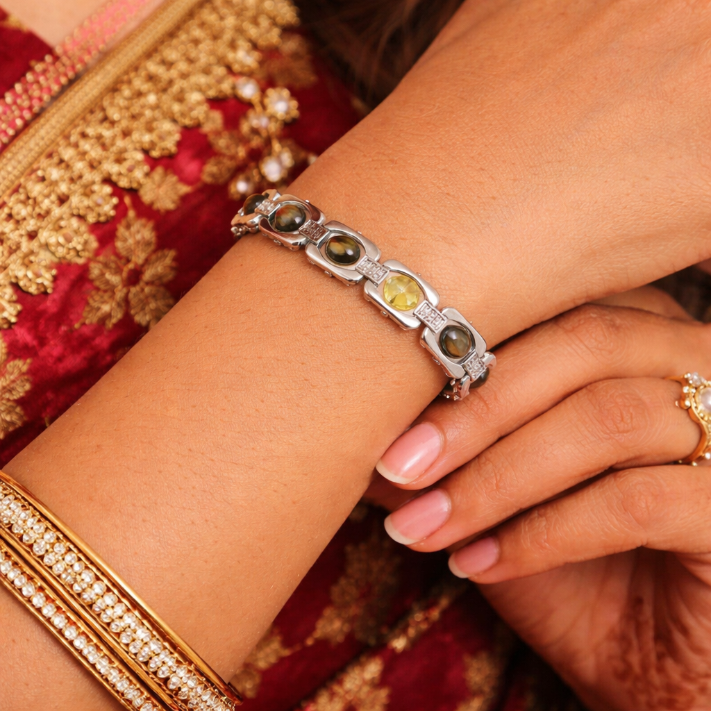 असली धन योग ब्रेसलेट सिल्वर मेटल (Dhan Yog Bracelet Silver Metal)