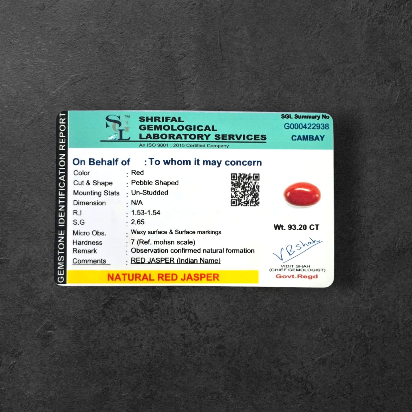 रेड जेस्पर टंबल स्टोन