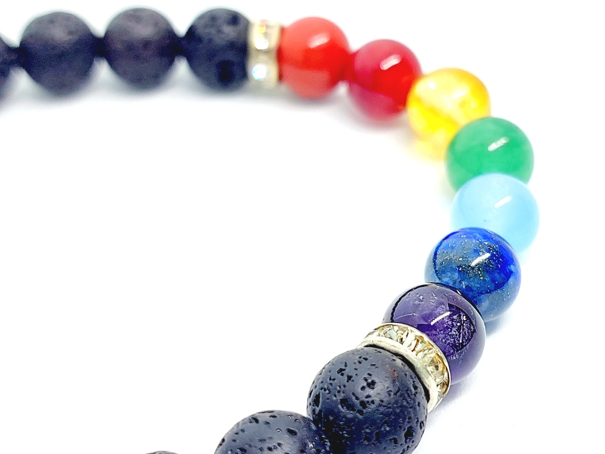 7 चक्र लावा स्टोन ब्रेसलेट (7 Chakra Lava Stone Bracelet)