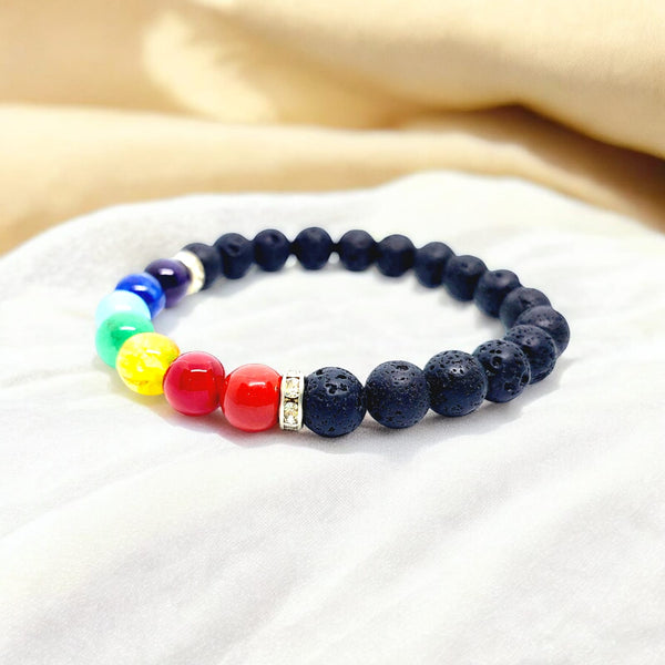 7 चक्र लावा स्टोन ब्रेसलेट (7 Chakra Lava Stone Bracelet)