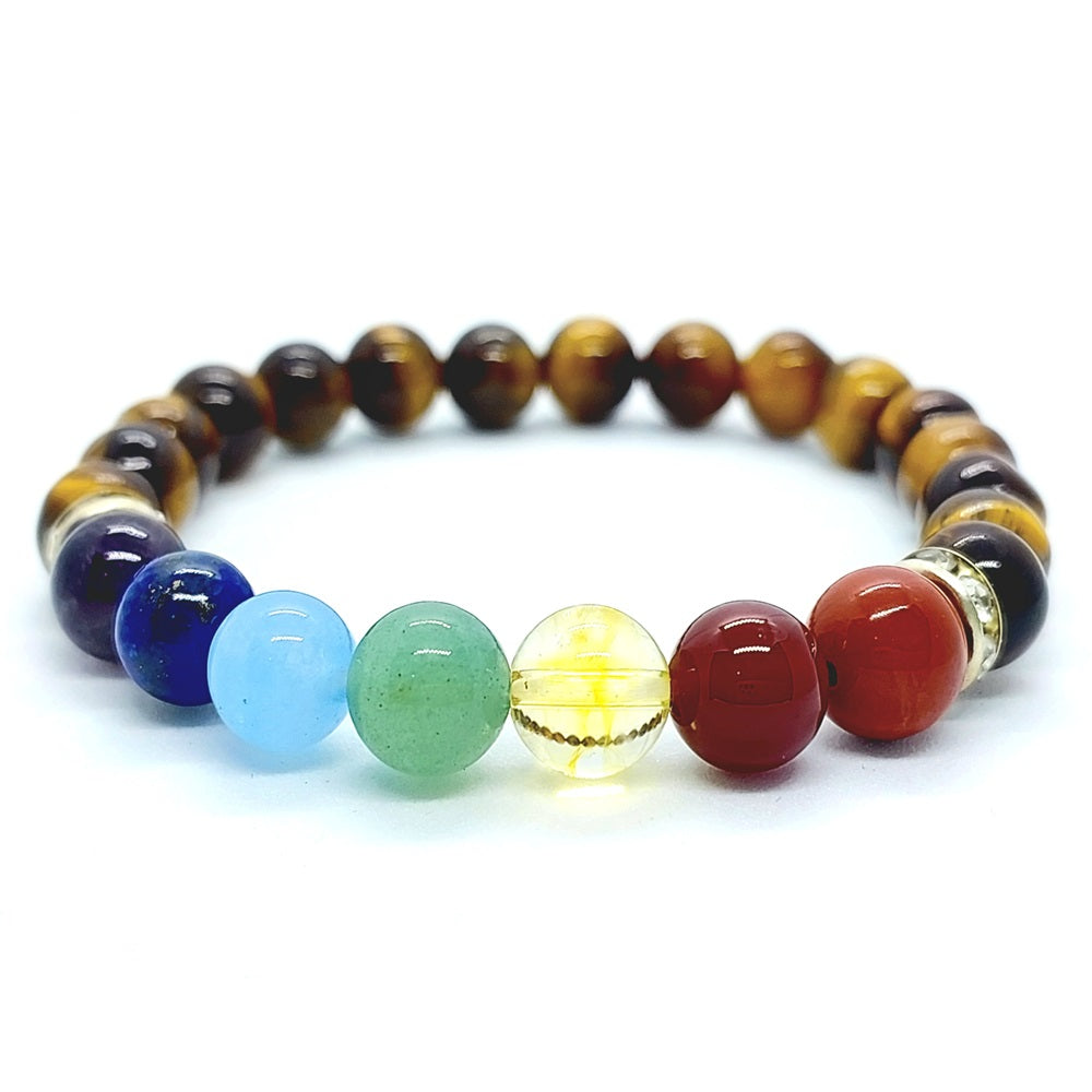 7 चक्र टाइगर ऑय स्टोन ब्रेसलेट (7 Chakra Tiger Eye Stone Bracelet)