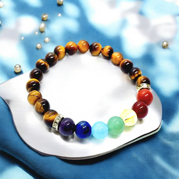 7 चक्र टाइगर ऑय स्टोन ब्रेसलेट (7 Chakra Tiger Eye Stone Bracelet)