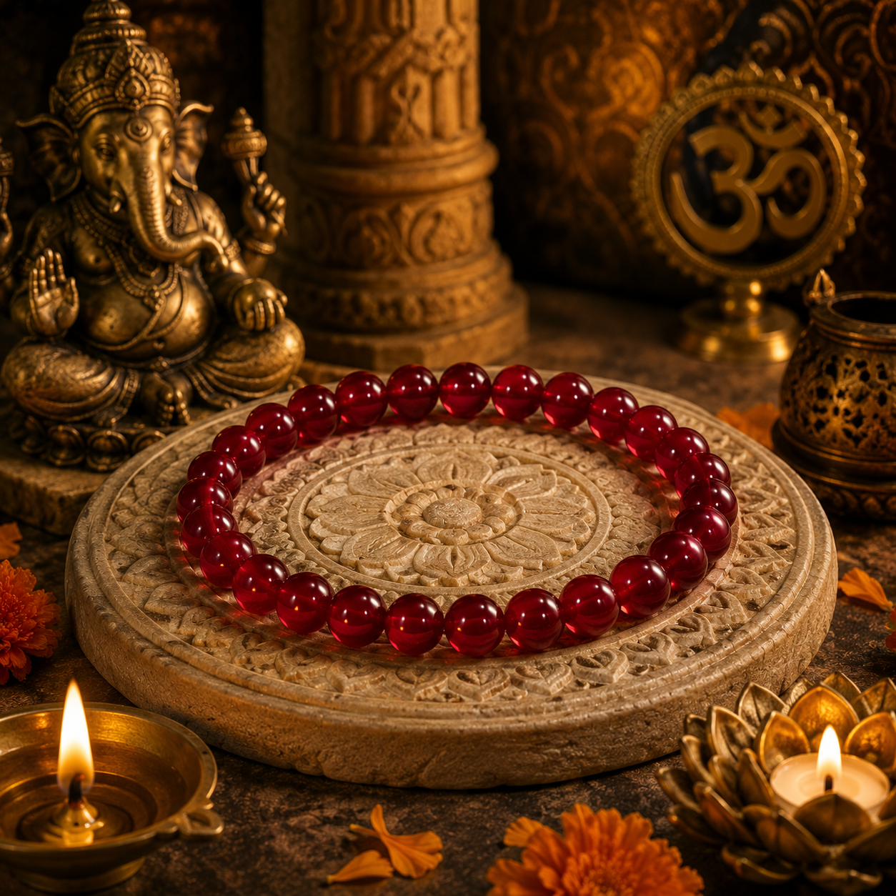 रेड नेचुरल क्वार्ट्ज ब्रेसलेट (Red Natural Quartz Bracelet)