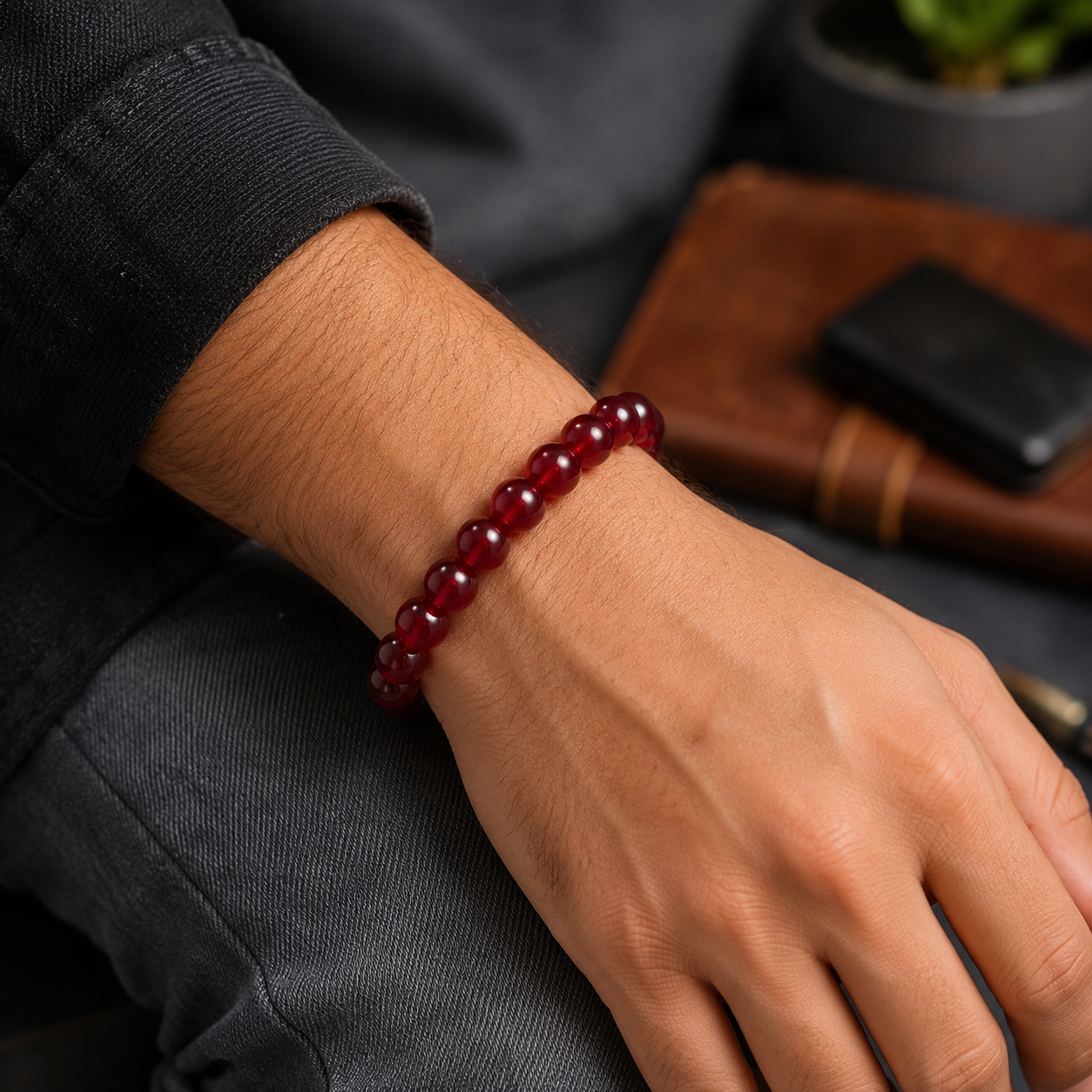 रेड नेचुरल क्वार्ट्ज ब्रेसलेट (Red Natural Quartz Bracelet)