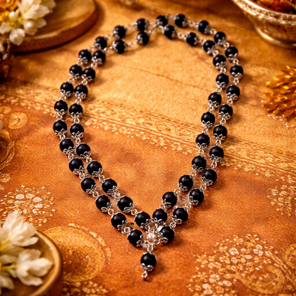 करुंगली माला [Karungali Mala - Ebony Mala] (7 mm दाना) (मेटल कैप सहित) – 54 दाने