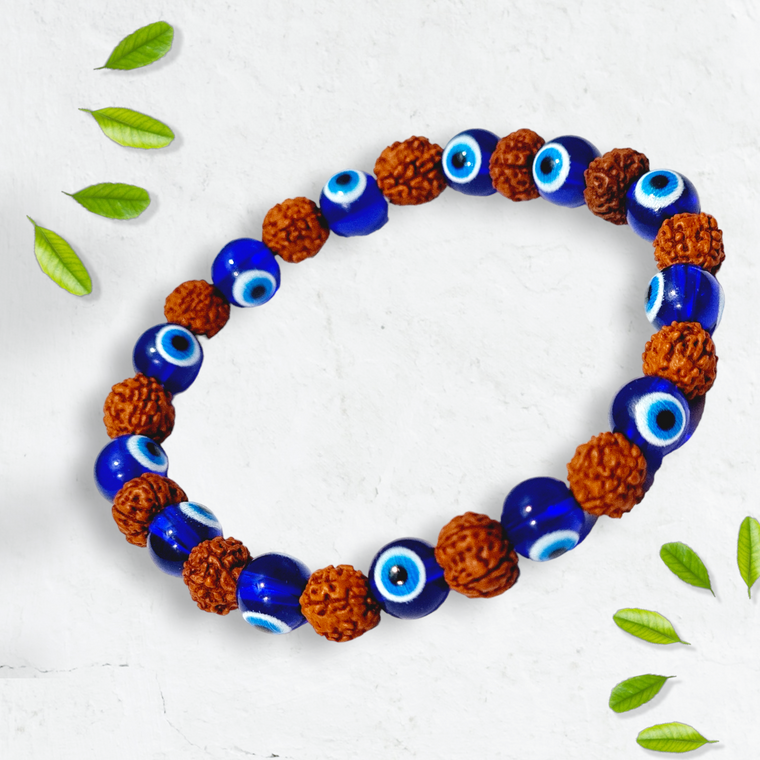 रुद्राक्ष ईविल आई ब्रेसलेट (Rudraksh Evil Eye Bracelet)