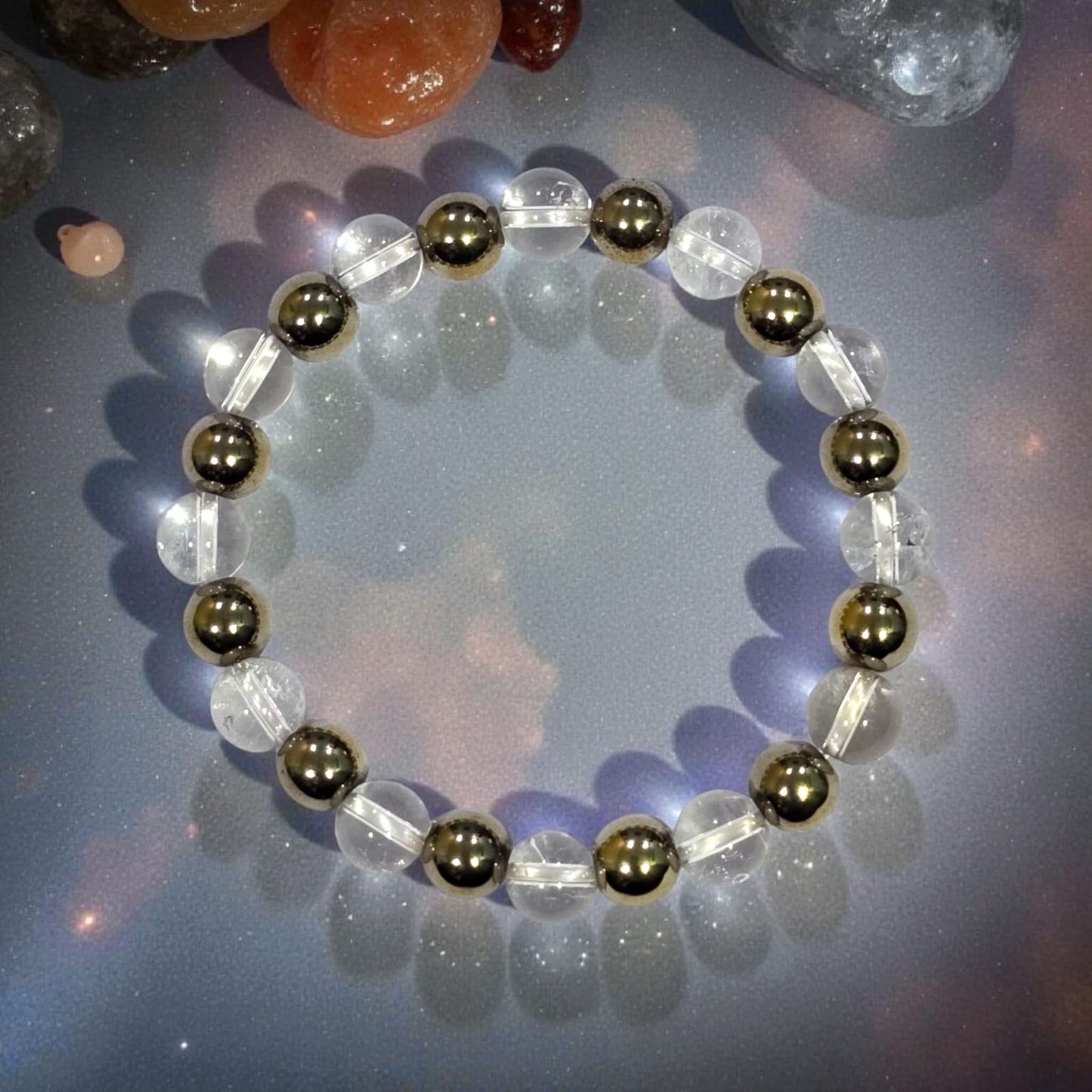 लक्ष्मी ब्रेसलेट (Laxmi Bracelet | Sphatik Crystal × Pyrite)