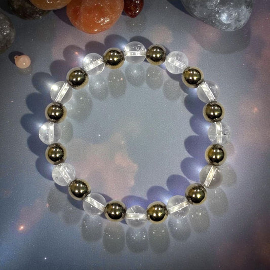 लक्ष्मी ब्रेसलेट (Laxmi Bracelet | Sphatik Crystal × Pyrite)