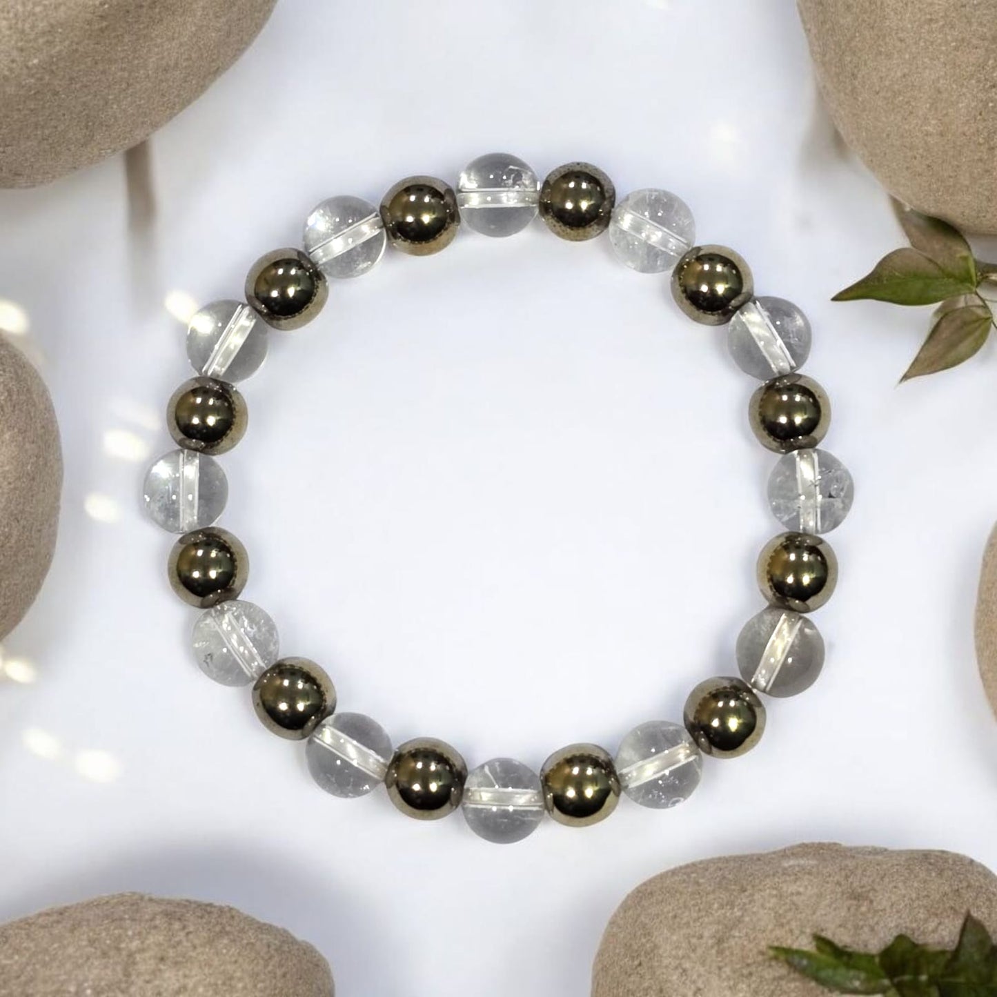 लक्ष्मी ब्रेसलेट (Laxmi Bracelet | Sphatik Crystal × Pyrite)