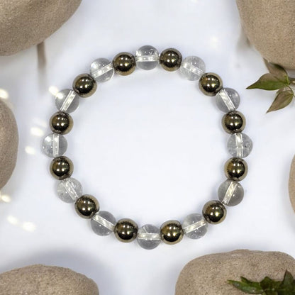 लक्ष्मी ब्रेसलेट (Laxmi Bracelet | Sphatik Crystal × Pyrite)