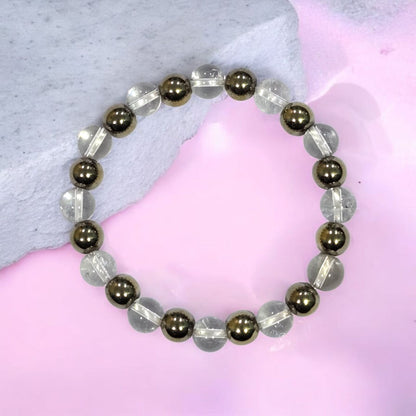 लक्ष्मी ब्रेसलेट (Laxmi Bracelet | Sphatik Crystal × Pyrite)