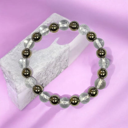 लक्ष्मी ब्रेसलेट (Laxmi Bracelet | Sphatik Crystal × Pyrite)