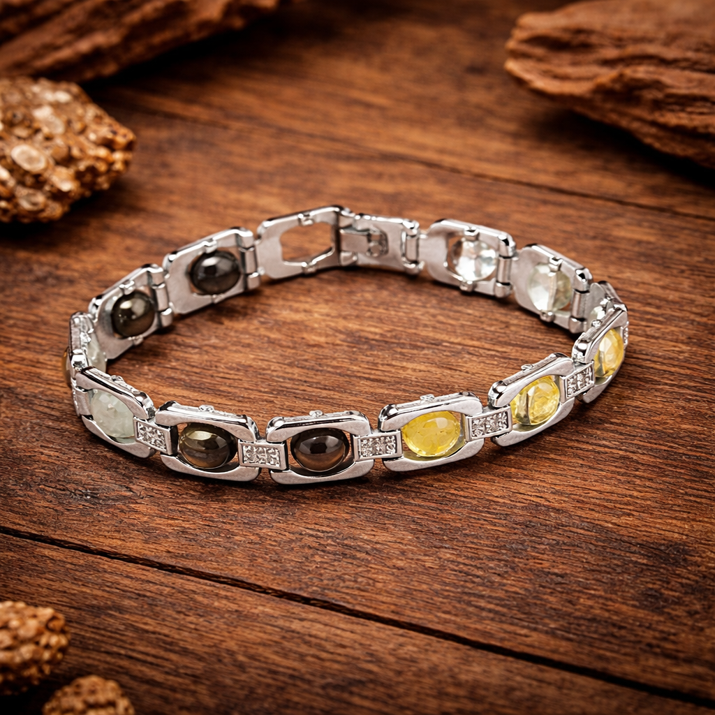 असली धन योग ब्रेसलेट सिल्वर मेटल (Dhan Yog Bracelet Silver Metal)