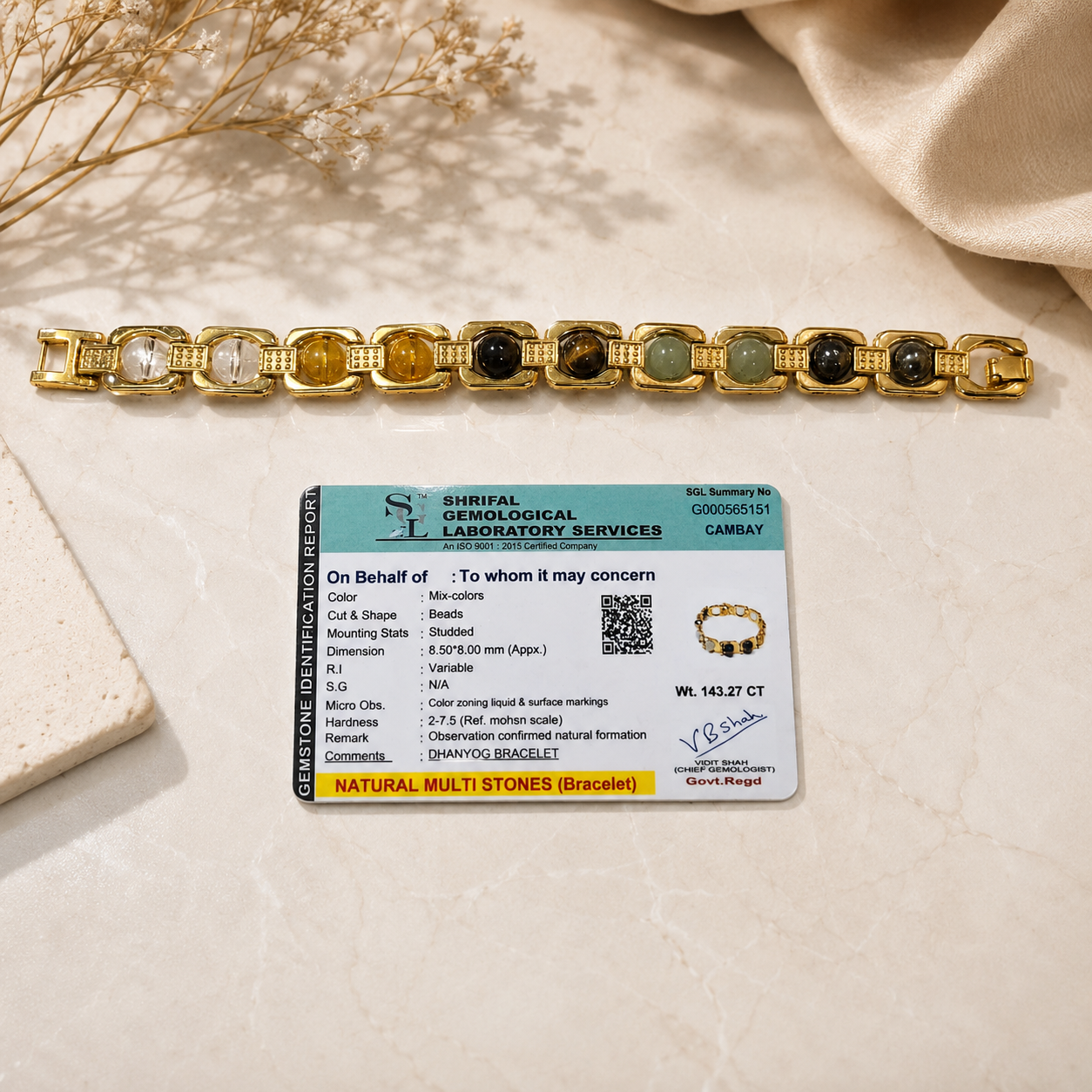 असली धन योग ब्रेसलेट गोल्डन मेटल (Dhan Yog Bracelet Golden Metal)