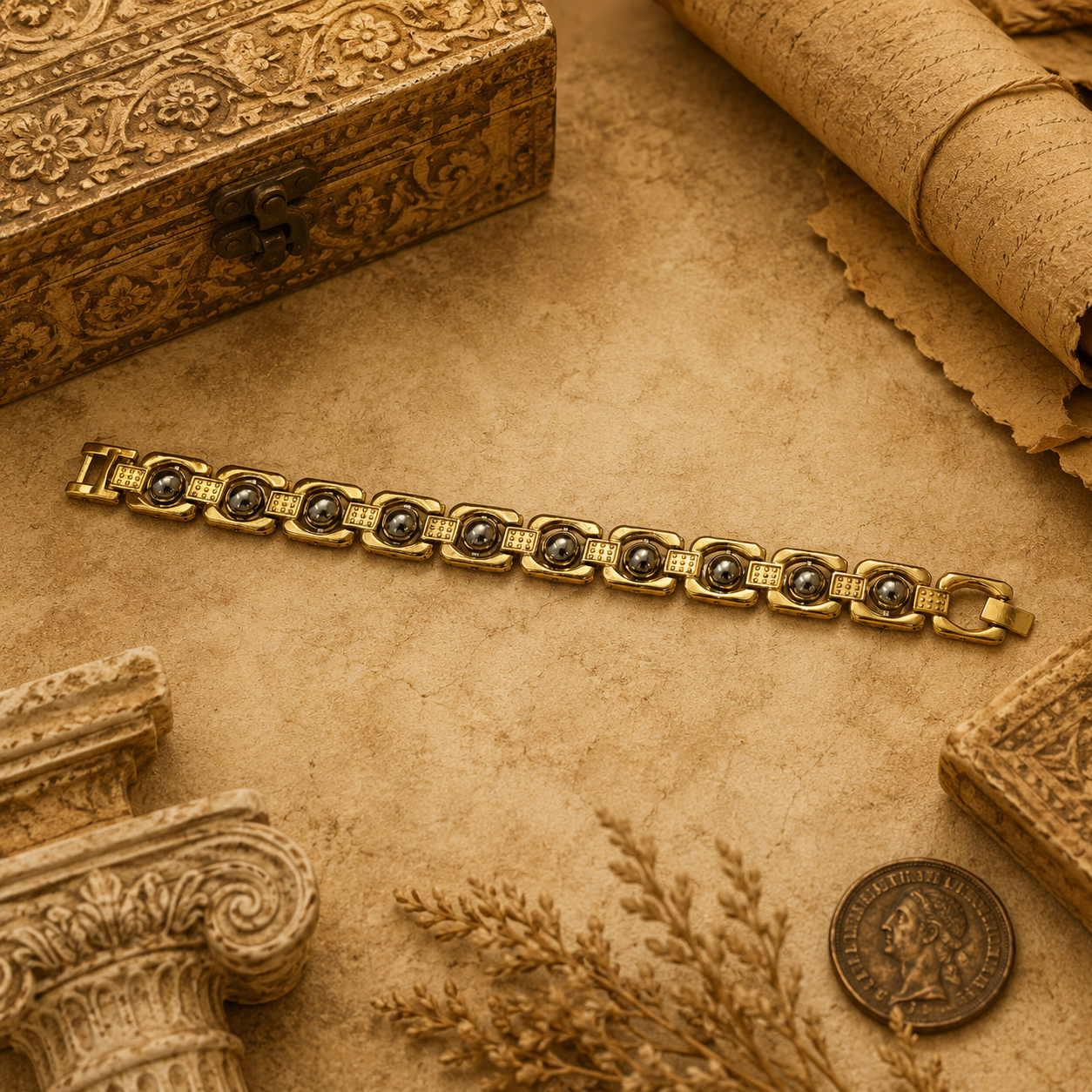गोल्डन पाइराइट ब्रेसलेट गोल्डन मेटल (Golden Pyriter Bracelet Golden Metal)