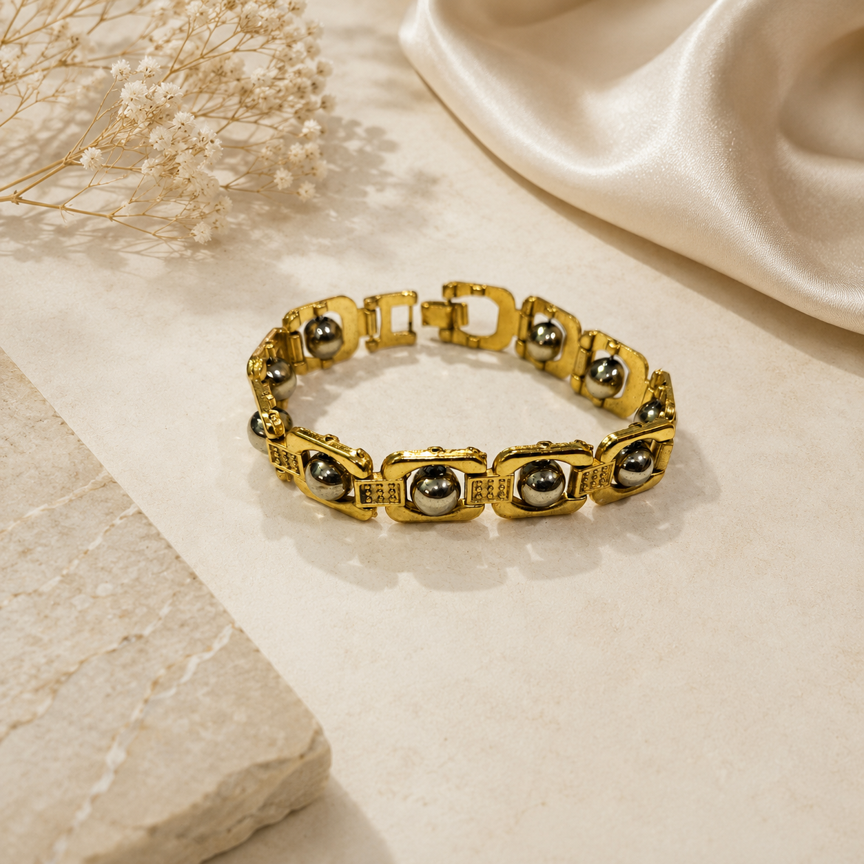गोल्डन पाइराइट ब्रेसलेट गोल्डन मेटल (Golden Pyriter Bracelet Golden Metal)
