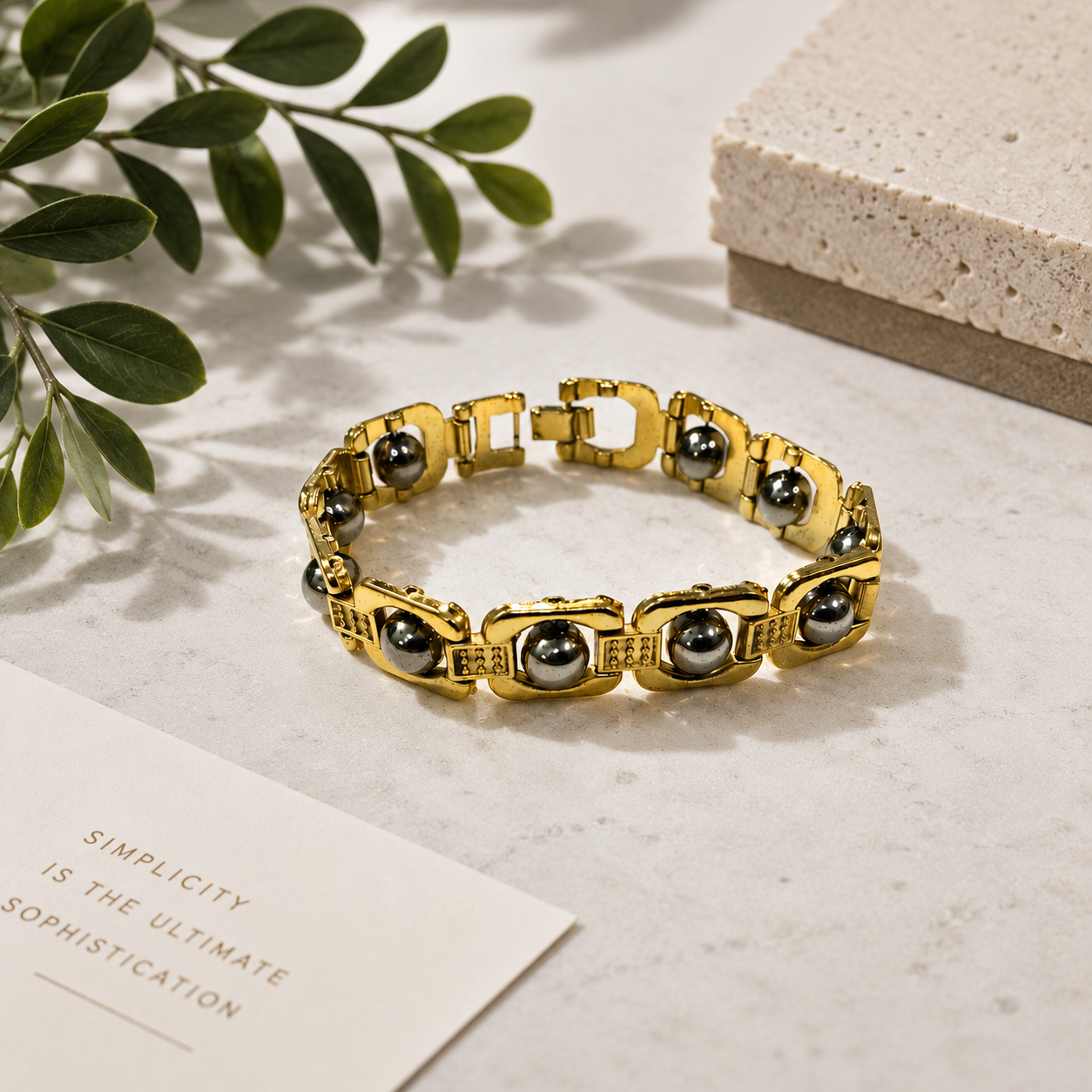 गोल्डन पाइराइट ब्रेसलेट गोल्डन मेटल (Golden Pyriter Bracelet Golden Metal)