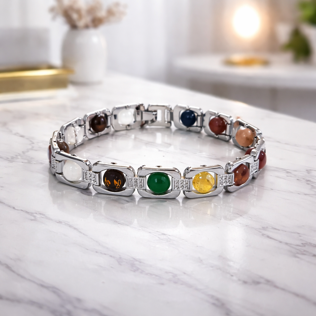 नवग्रह ब्रेसलेट सिल्वर मेटल (Navgrah Bracelet Silver Metal)