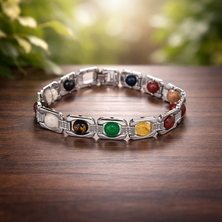 नवग्रह ब्रेसलेट सिल्वर मेटल (Navgrah Bracelet Silver Metal)