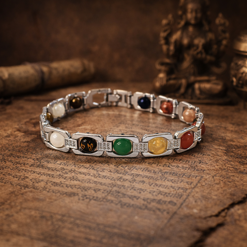 नवग्रह ब्रेसलेट सिल्वर मेटल (Navgrah Bracelet Silver Metal)