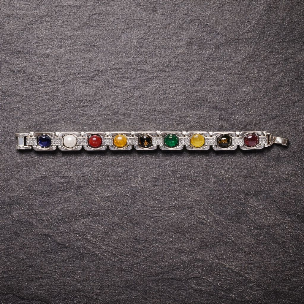 नवग्रह ब्रेसलेट सिल्वर मेटल (Navgrah Bracelet Silver Metal)