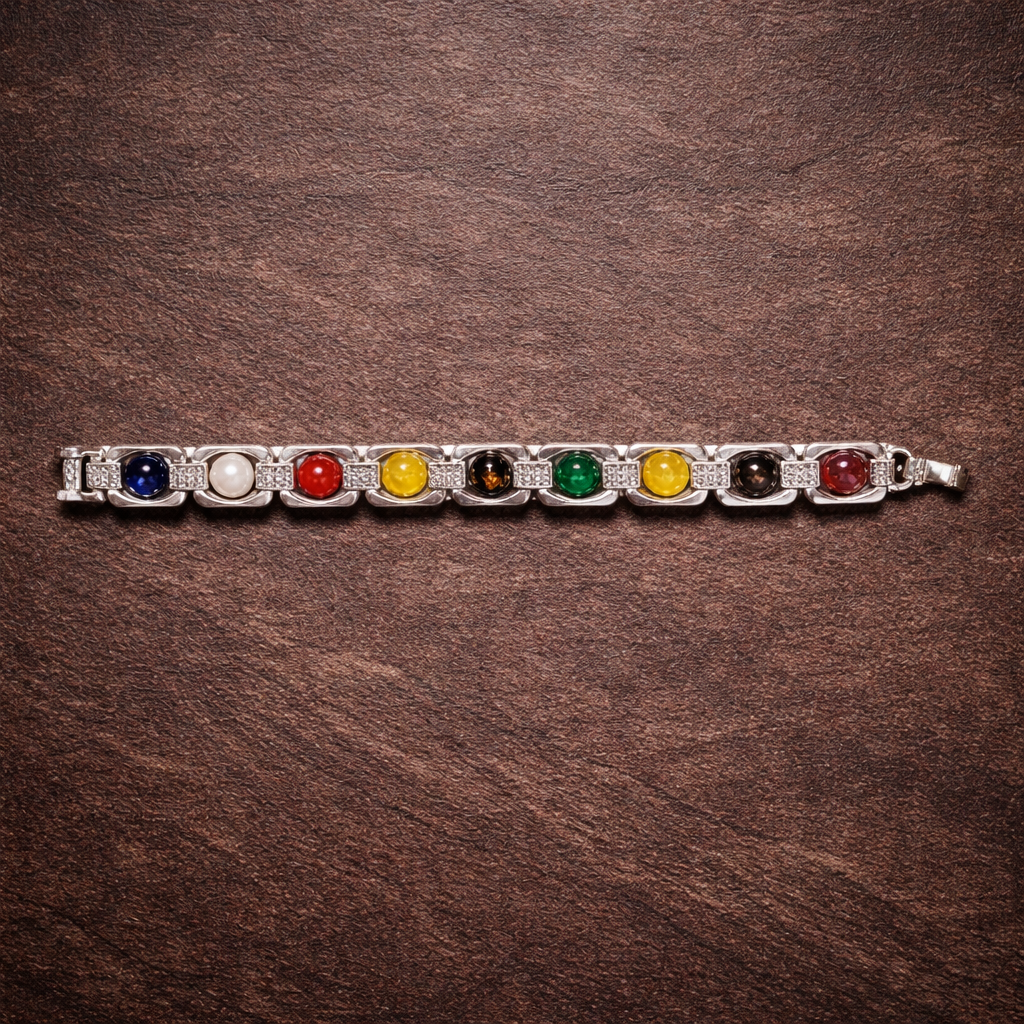 नवग्रह ब्रेसलेट सिल्वर मेटल (Navgrah Bracelet Silver Metal)