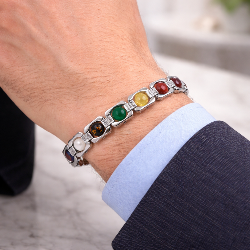 नवग्रह ब्रेसलेट सिल्वर मेटल (Navgrah Bracelet Silver Metal)