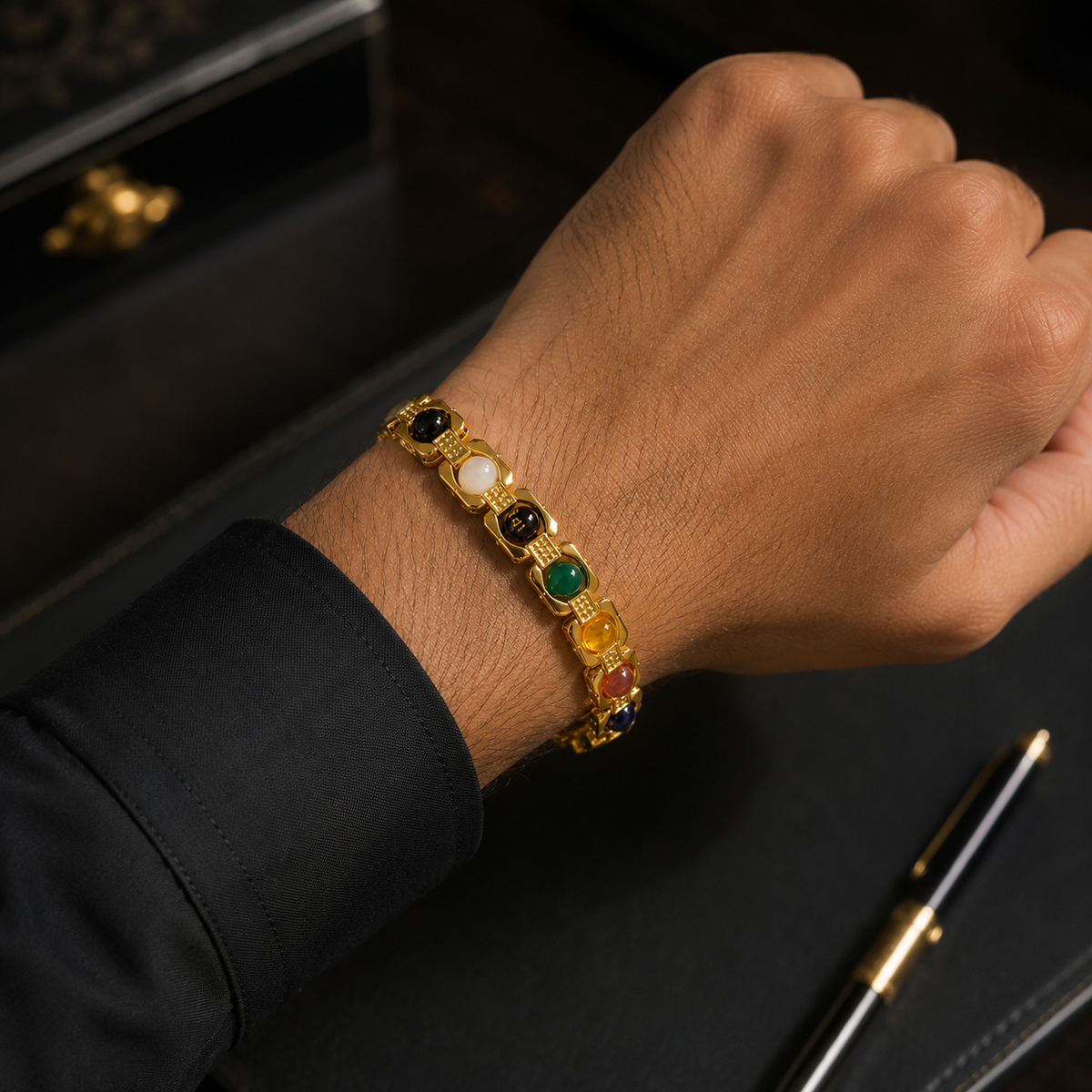 नवग्रह ब्रेसलेट गोल्डन मेटल (Navgrah Bracelet Golden Metal)