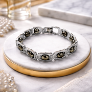 नेचुरल पाइराइट ब्रेसलेट सिल्वर मेटल (Natural Pyrite Bracelet Silver Metal)