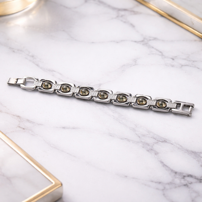 नेचुरल पाइराइट ब्रेसलेट सिल्वर मेटल (Natural Pyrite Bracelet Silver Metal)