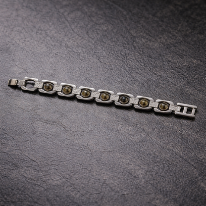 नेचुरल पाइराइट ब्रेसलेट सिल्वर मेटल (Natural Pyrite Bracelet Silver Metal)