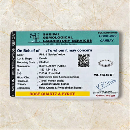 राज योग ब्रेसलेट (Raj Yog Bracelet | Rose Quartz × Pyrite)