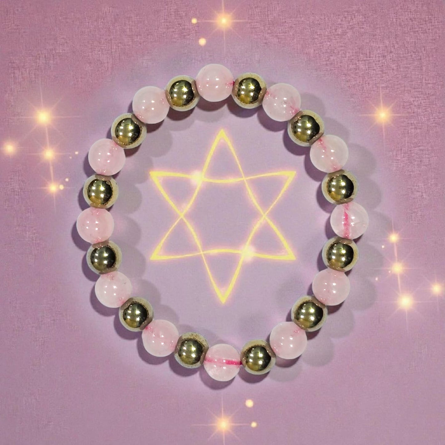 राज योग ब्रेसलेट (Raj Yog Bracelet | Rose Quartz × Pyrite)