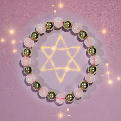 राज योग ब्रेसलेट (Raj Yog Bracelet | Rose Quartz × Pyrite)