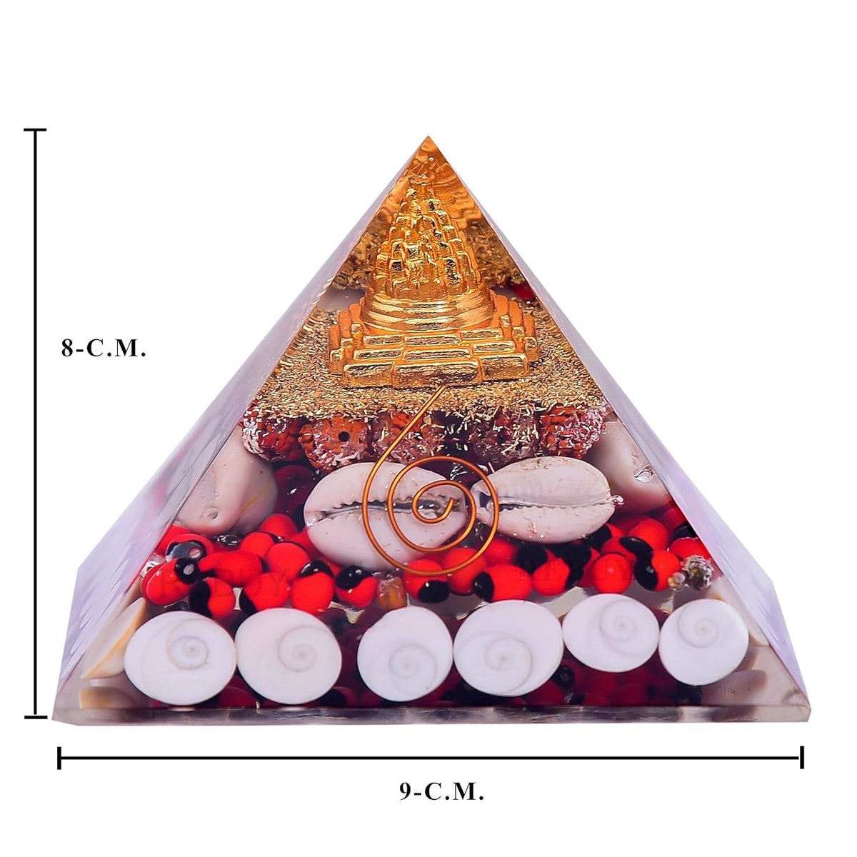 रुद्राक्ष गोमती चक्र कौड़ी श्री यन्त्र पिरामिड (Lakshmi Pyramid)
