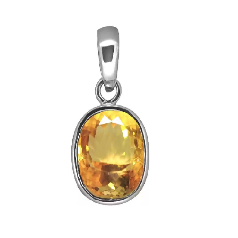 सुनहला चाँदी पेंडल (Citrine Silver Pendant)