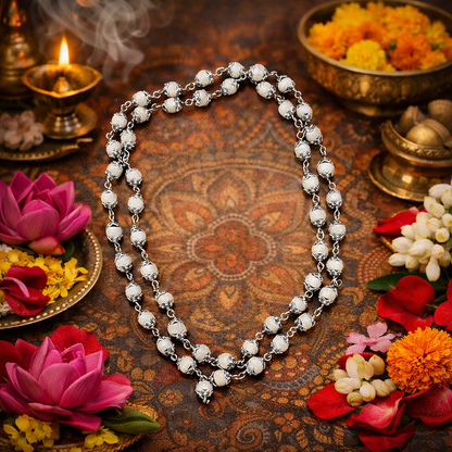 सफ़ेद तुलसी की माला मेटल कैप में (White Tulsi Mala Metal Cap)